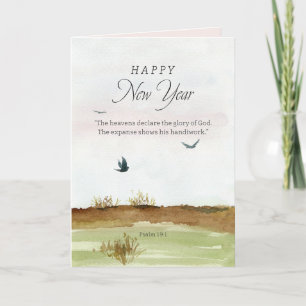 Carte Bonne année Écriture Psaume 19 Désert d'hiver 