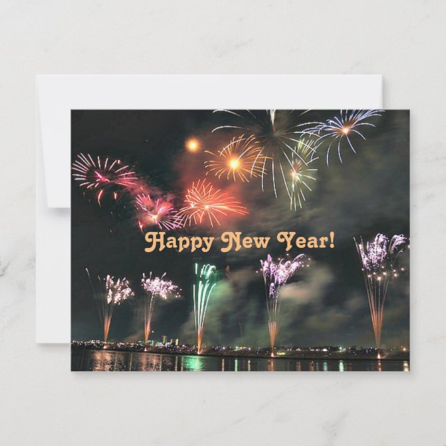 Carte Bonne Année, Feux d'Artifice Spectaculaires, (Devant)