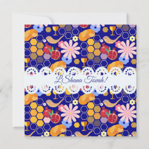 Carte Bonne année juive Rosh Hashanah Motif floral