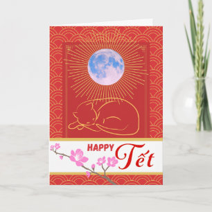 Carte Bonne année lunaire du chat Vietnamien