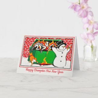 Carte Bonne année poubelle enflammée