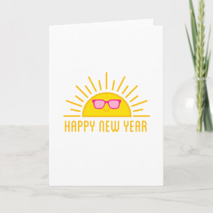 Carte Bonne année, soleil souriant