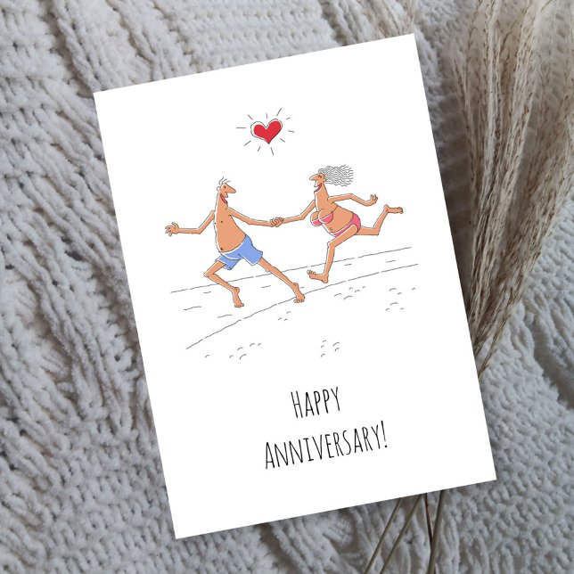 Carte Bonne Anniversaire Mariage Couple Beach Heart Card (Créateur téléchargé)