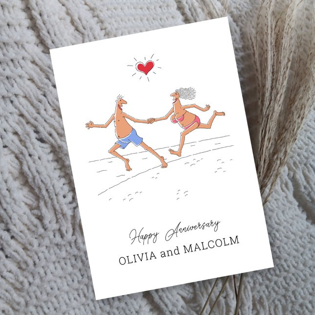 Carte Bonne Anniversaire Mariage Couple Beach Heart Card (Créateur téléchargé)