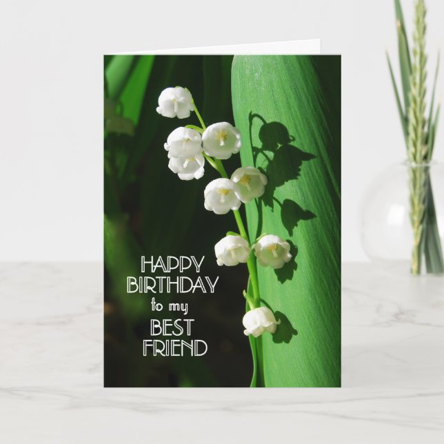 Carte Bonne Anniversaire Meilleur Ami Lily de la Vallée  (Devant)