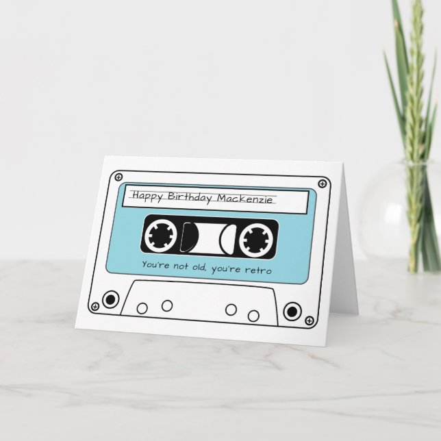 Carte Bonne Anniversaire Retro Bande de cassette personn (Devant)