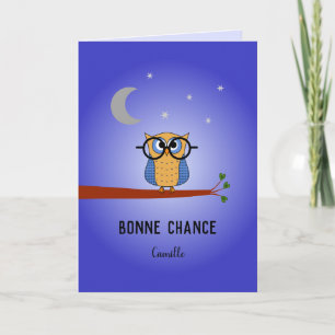 Carte Bonne chance académique hibou français personnalis