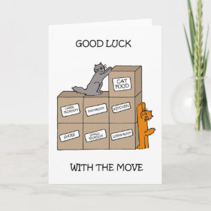 Carte Bonne chance avec la bouge Cartoon Cats