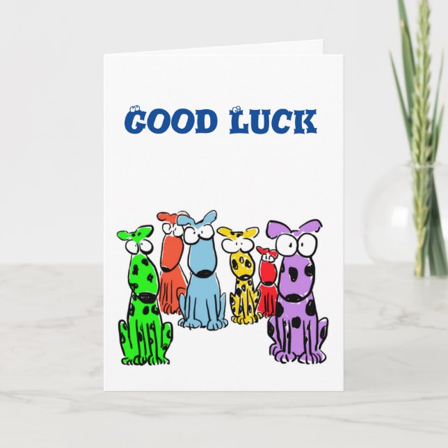 Carte Bonne chance avec les chiens de bandes dessinées (Devant)