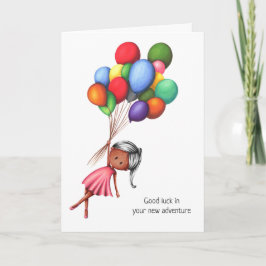 Carte Bonne chance Black Girl avec ballons