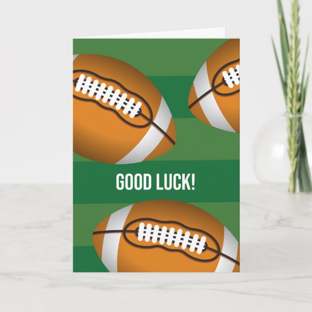 Carte Bonne chance Football avec terrain vert et balles (Devant)