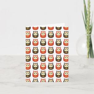 Carte Bonne chance Kawaii Style Daruma Card