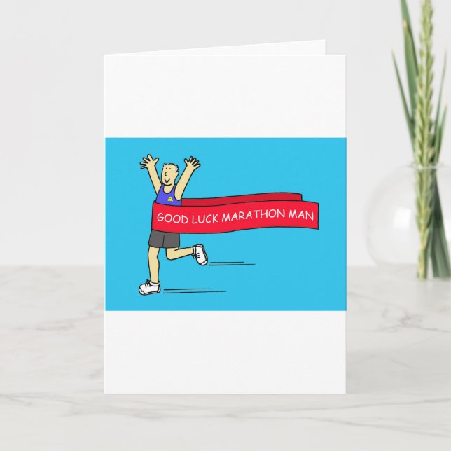 Carte Bonne chance Marathon Homme Humour de dessin (Devant)