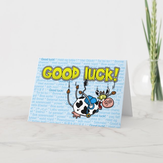 Carte bonne chance vache - skydive (Devant)