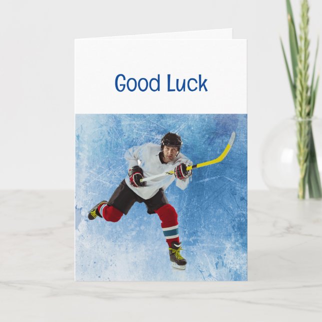 Carte Bonne chance veut le sport de hockey sur glace (Devant)