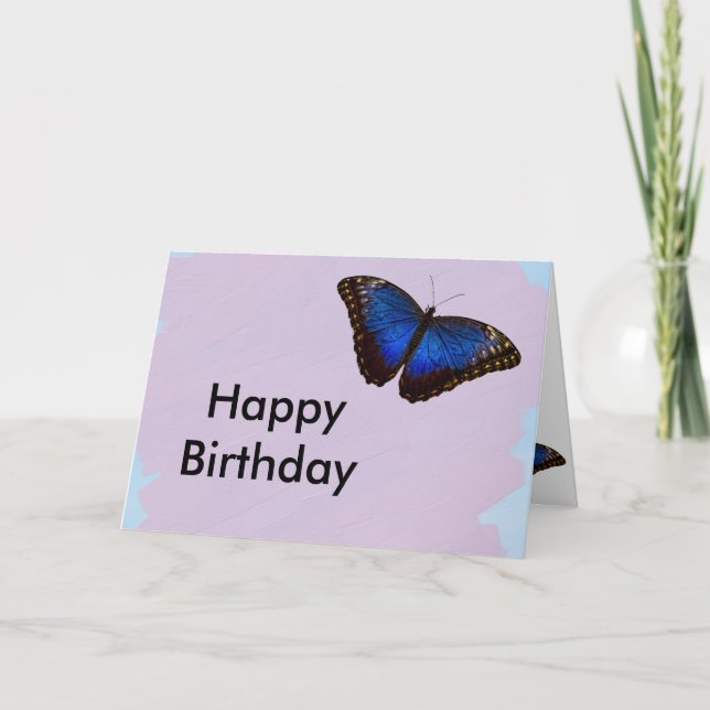Carte Bonne conception de papillon bleu anniversaire (Devant)