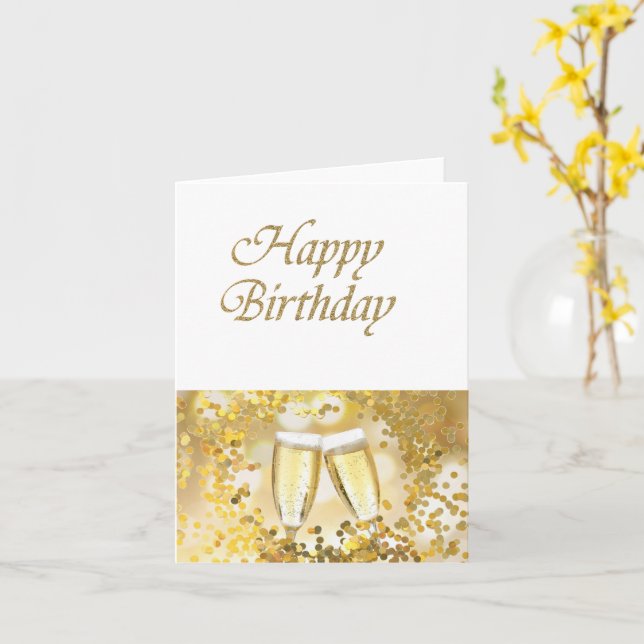 Carte Bonne conception de Parties scintillant or d'anniv (Fleur jaune)
