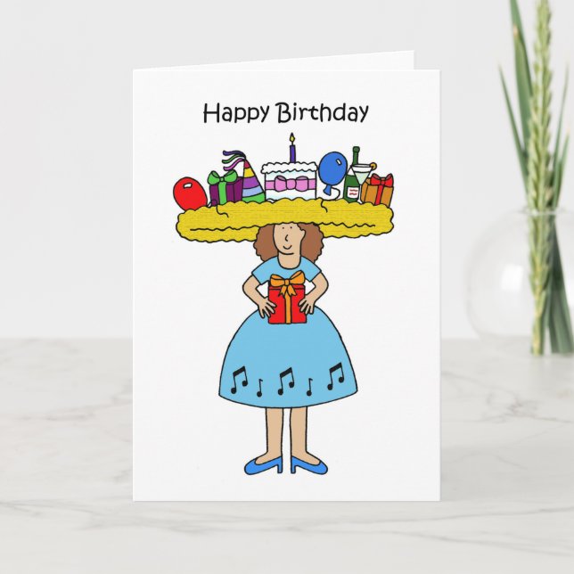 Carte Bonne dame caricaturale d'anniversaire en fabuleux (Devant)