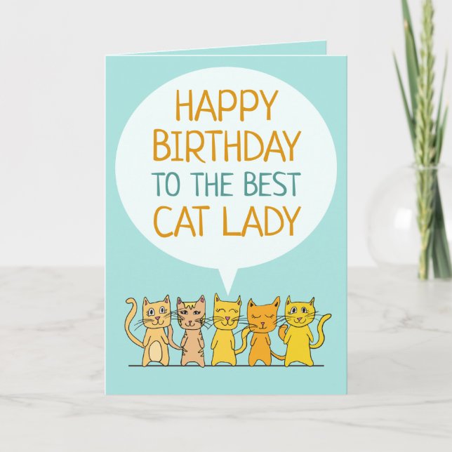 Carte Bonne fête d'anniversaire Chat Lady Salutation (Devant)