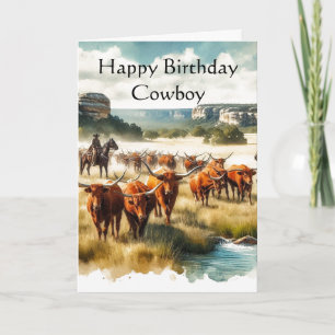 Carte Bonne fête d'anniversaire Cowboy Salutation