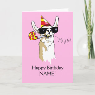 Carte Bonne fête d'anniversaire Llama Card Sunnies Modèl
