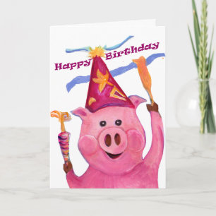 Carte Bonne fête d'anniversaire Pig Card