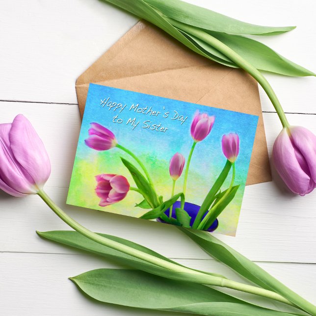 Carte Bonne fête des mères à ma soeur Tulips pourpres Ca (Créateur téléchargé)