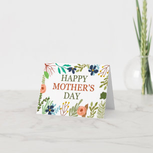 Carte Bonne fête des mères avec des Fleurs sauvages bota