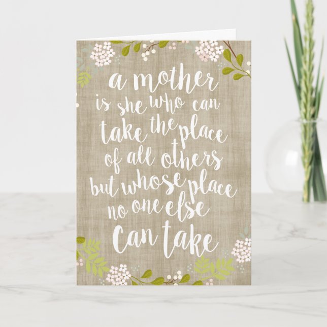Carte Bonne fête des mères Burlap Garden Floral Card (Devant)