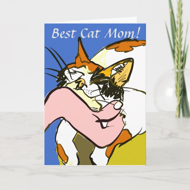 Carte Bonne fête des mères de chat Pet Son Fils Fille (Devant)