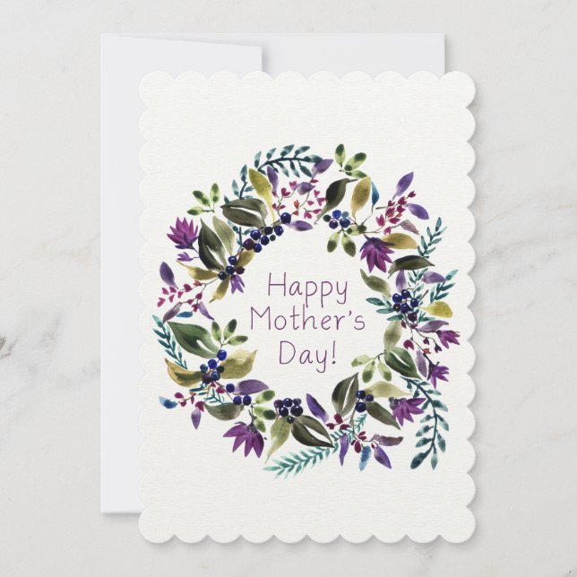Carte Bonne Fête des Mères Fleurs d'aquarelle (Devant)