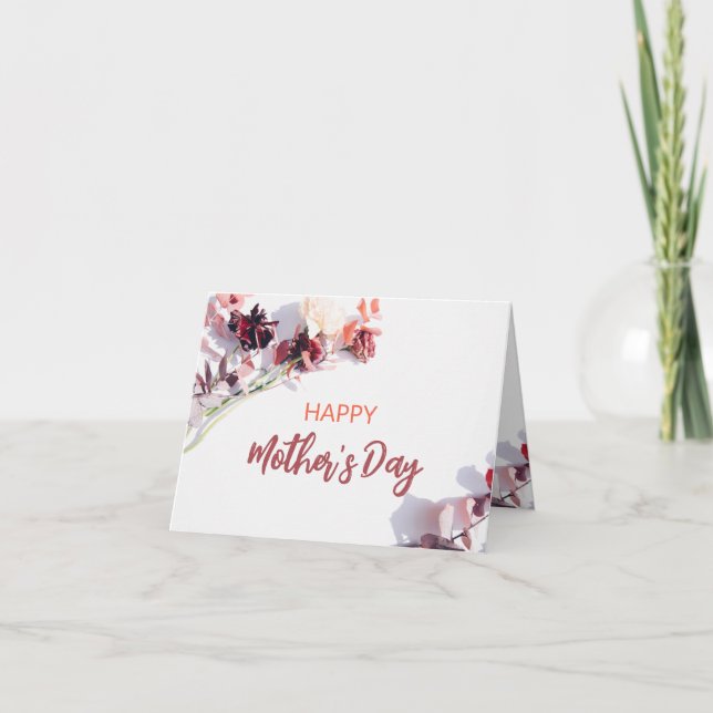 Carte Bonne fête des mères | Fleurs Maroon (Devant)