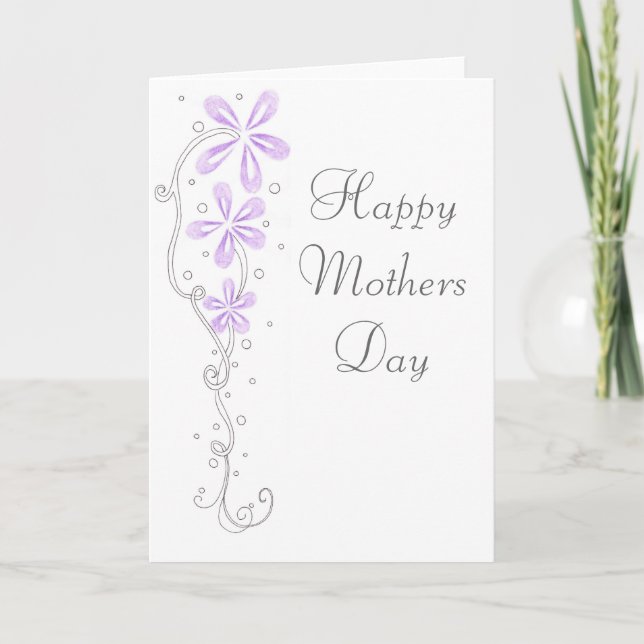 Carte Bonne Fête des mères Fleurs pourpres (Devant)