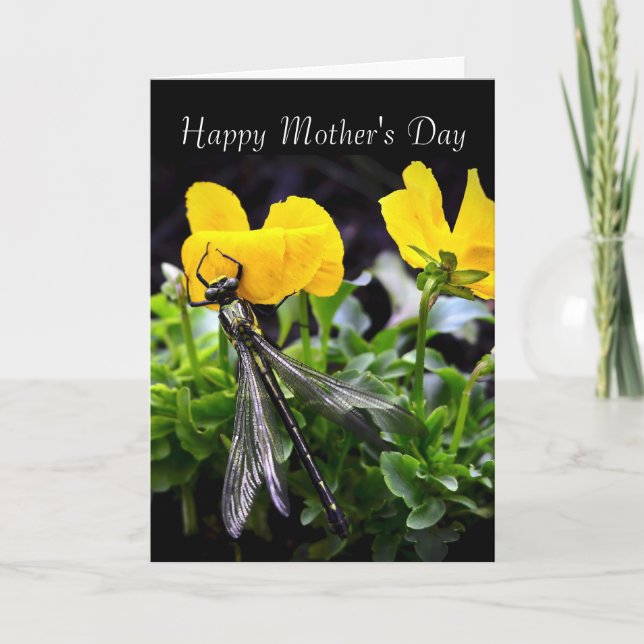 Carte Bonne fête des mères - Général - Dragonfly/ Pansie (Devant)