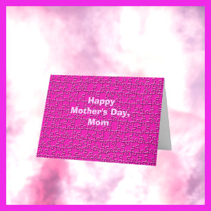 Carte Bonne fête des mères Hot rose puzzle Salutation