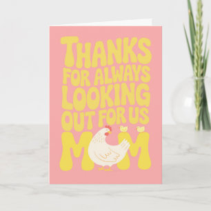 Carte Bonne Fête des Mères Maman Poussins Rose Jaune