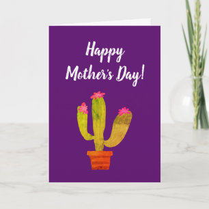 Carte Bonne fête des mères mignonette cactus plante cart