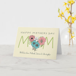 Carte Bonne fête des mères MOM Flower Heart Personnalité
