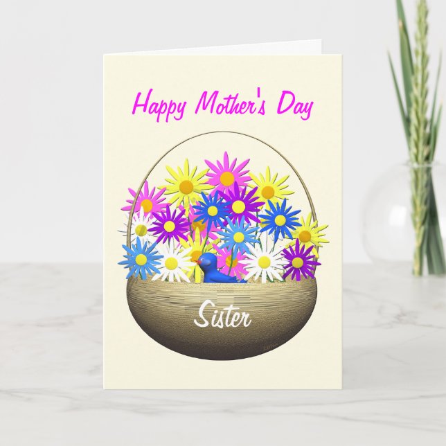 Carte Bonne Fête des mères Panier de la Soeur des margue (Devant)