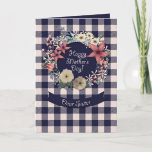 Carte Bonne fête des mères ! Pour Soeur Plaid Floral