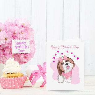 Carte Bonne fête des mères Shih-Tzu avec coeur
