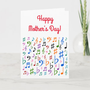 Carte "Bonne fête des mères !" + Symboles de musique col