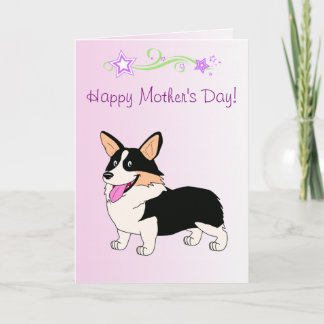 Carte Bonne fête des mères Tricolor Corgi