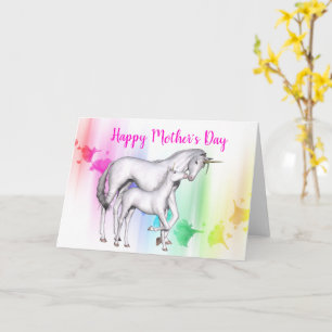 Carte Bonne fête des mères Unicorne avec son bébé