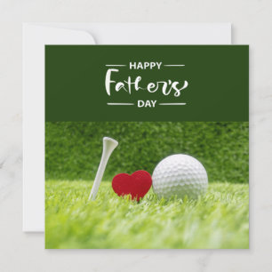 Carte Bonne Fête des pères au golf papa en vert avec amo