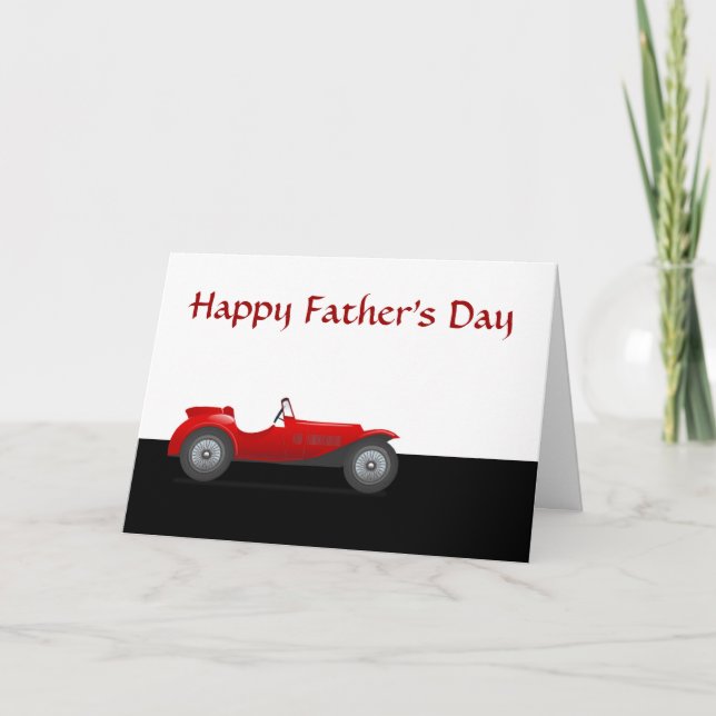 Carte Bonne Fête des pères avec voiture de course à papa (Devant)