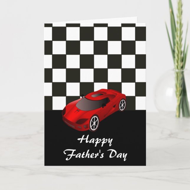 Carte Bonne Fête des pères avec voiture de course à papa (Devant)