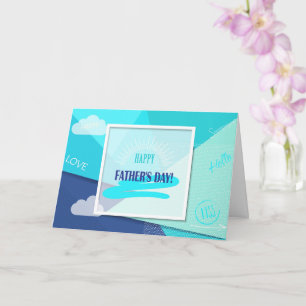 Carte Bonne Fête des pères ! Couleur bleue moderne