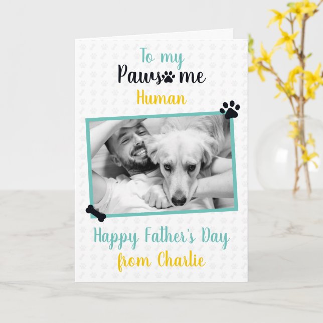 Carte Bonne Fête des pères de Chien à Papa Pawsome (Fleur jaune)