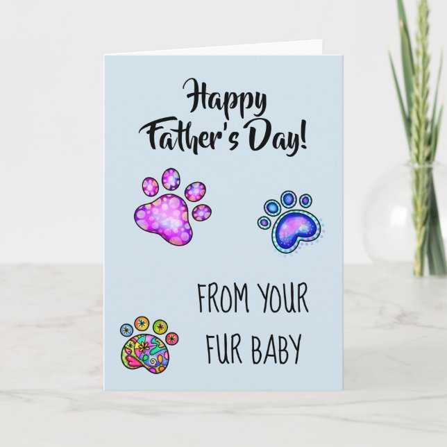 Carte Bonne Fête des pères de chien chat animal de compa (Devant)